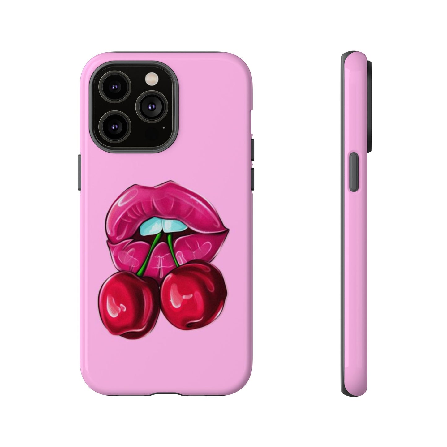 Stylish Phone Case with Cherry Kiss Design, Cute Gift for Her, Trendy Mobile Accessory, Perfect for Birthdays, Valentine's Day, Everyday Use