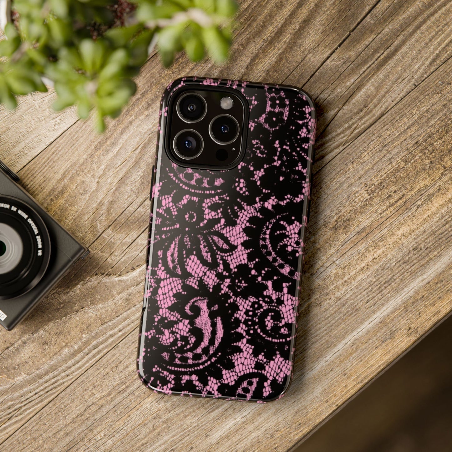 Phone Case — Pink Lace Floral Tough Protective Case