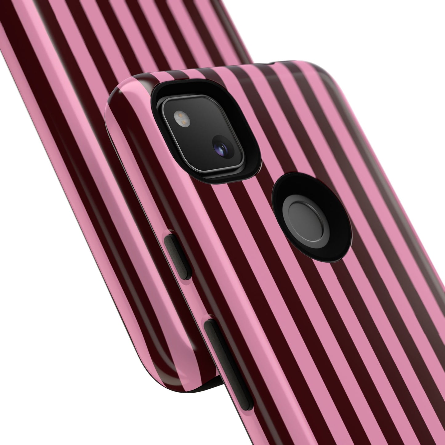 Striped Pink & Burgundy Tough Phone Case — Durable Vertical Stripe Protection