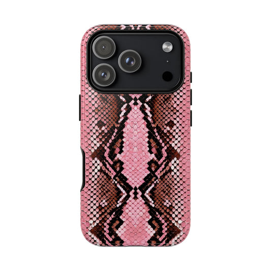 Pink Snake Skin Tough Phone Case — Protective Stylish iPhone Cover
