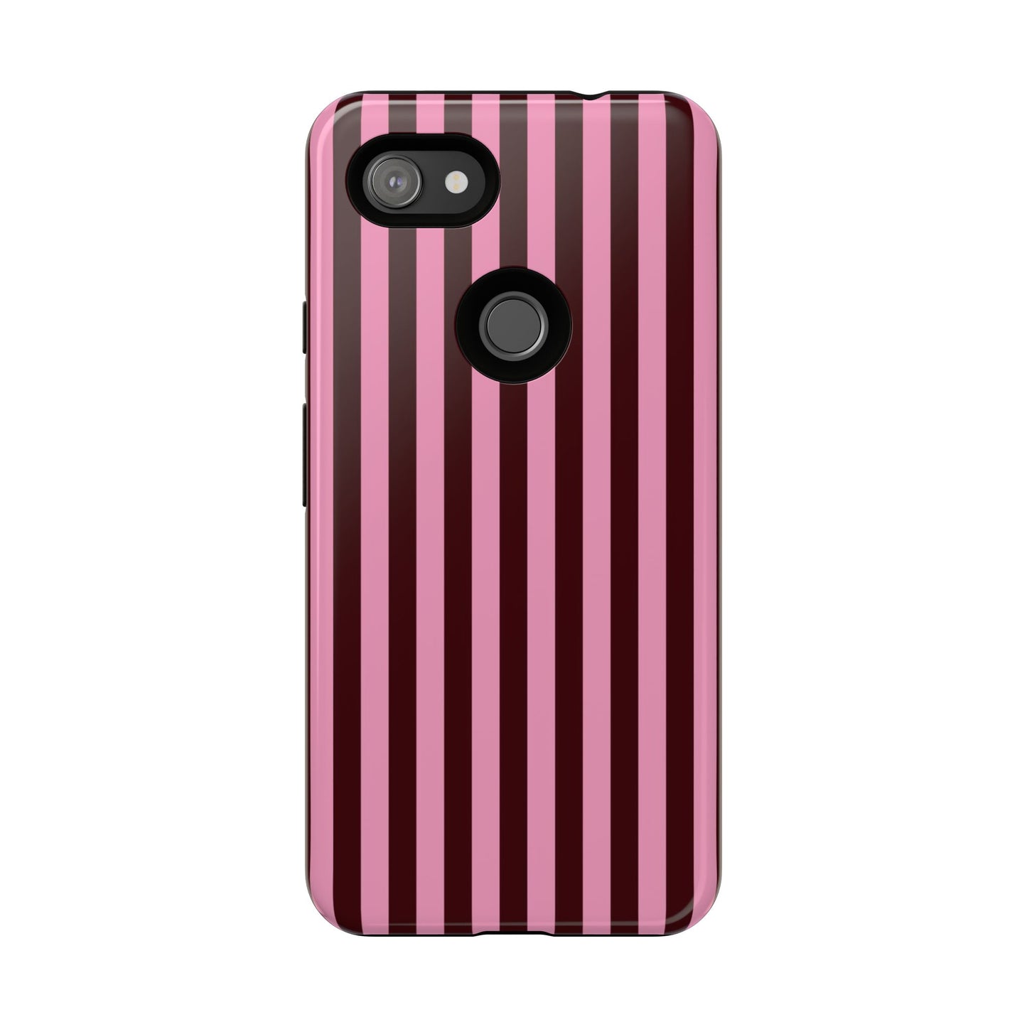 Striped Pink & Burgundy Tough Phone Case — Durable Vertical Stripe Protection