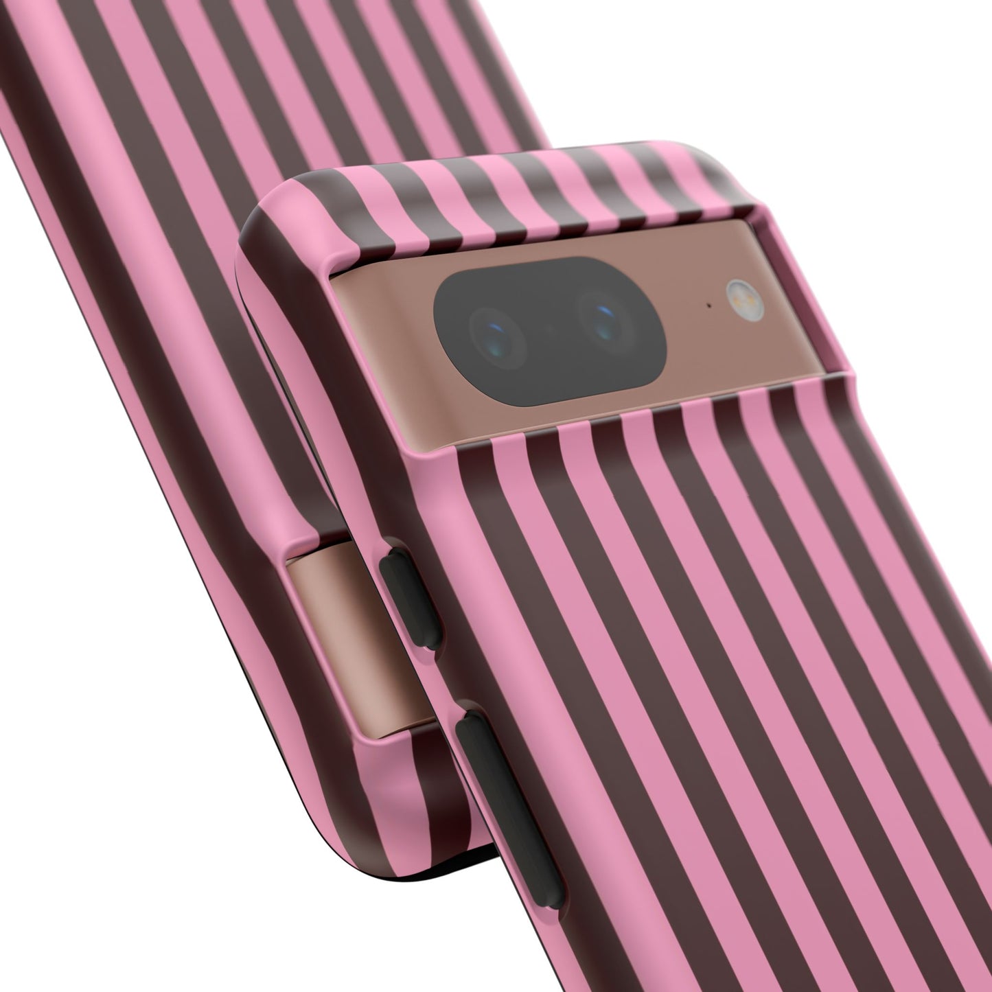 Striped Pink & Burgundy Tough Phone Case — Durable Vertical Stripe Protection
