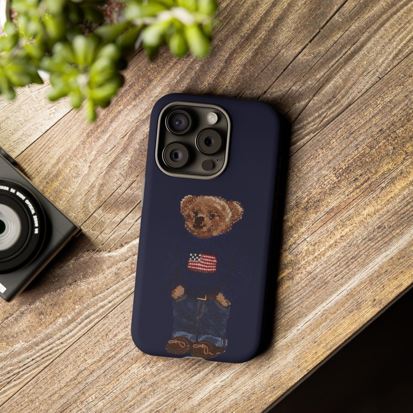 Patriotic Polo Bear Phone Case — Navy Protective Tough Case