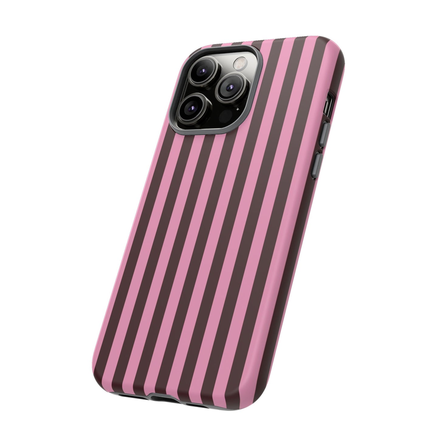 Striped Pink & Burgundy Tough Phone Case — Durable Vertical Stripe Protection