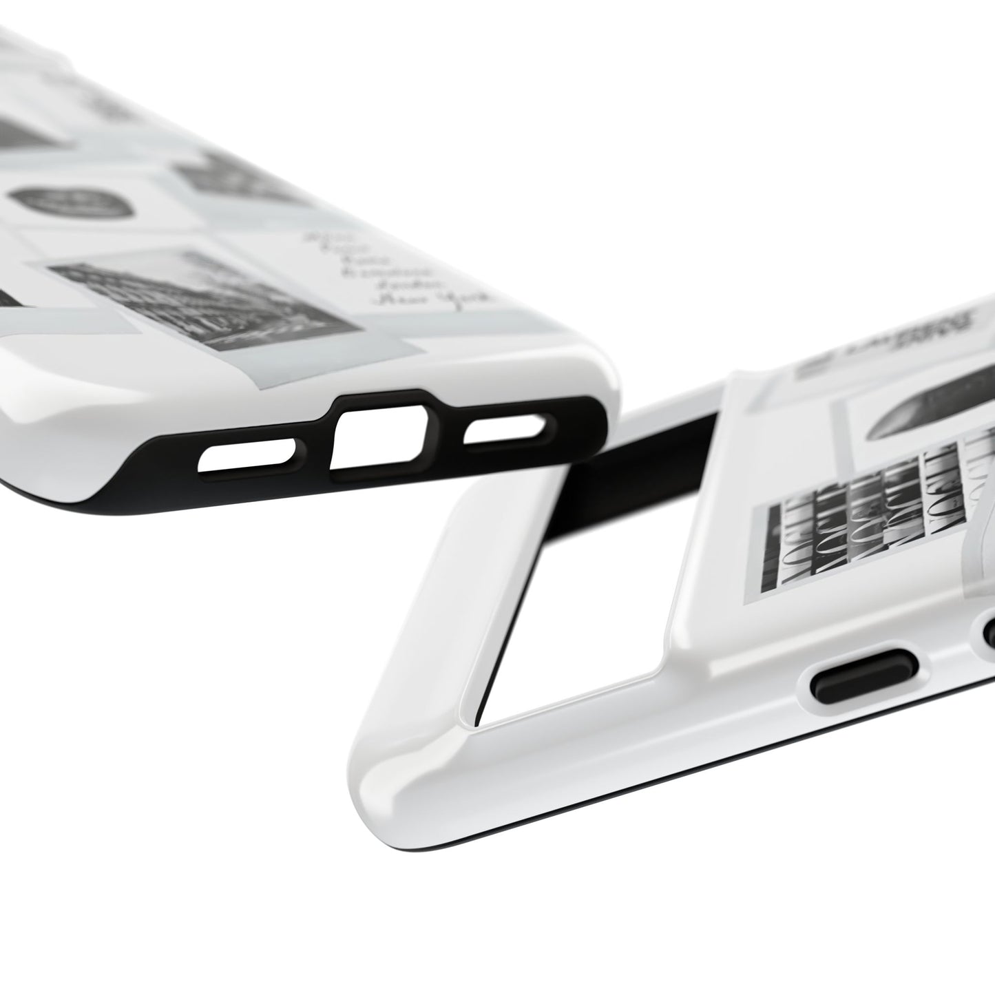 Phone Case — Black & White Polaroid Collage (City, Fashion, Lipstick)