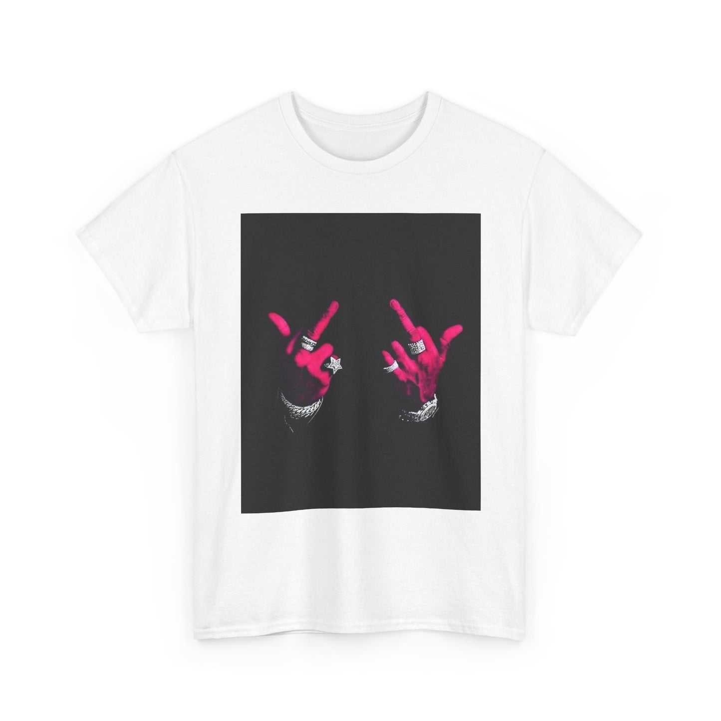 Unisex Heavy Cotton Tee with Bold Hand Gesture Graphic, Casual Wear, Unique Gift, Street Style, Everyday Fashion, Statement Tee