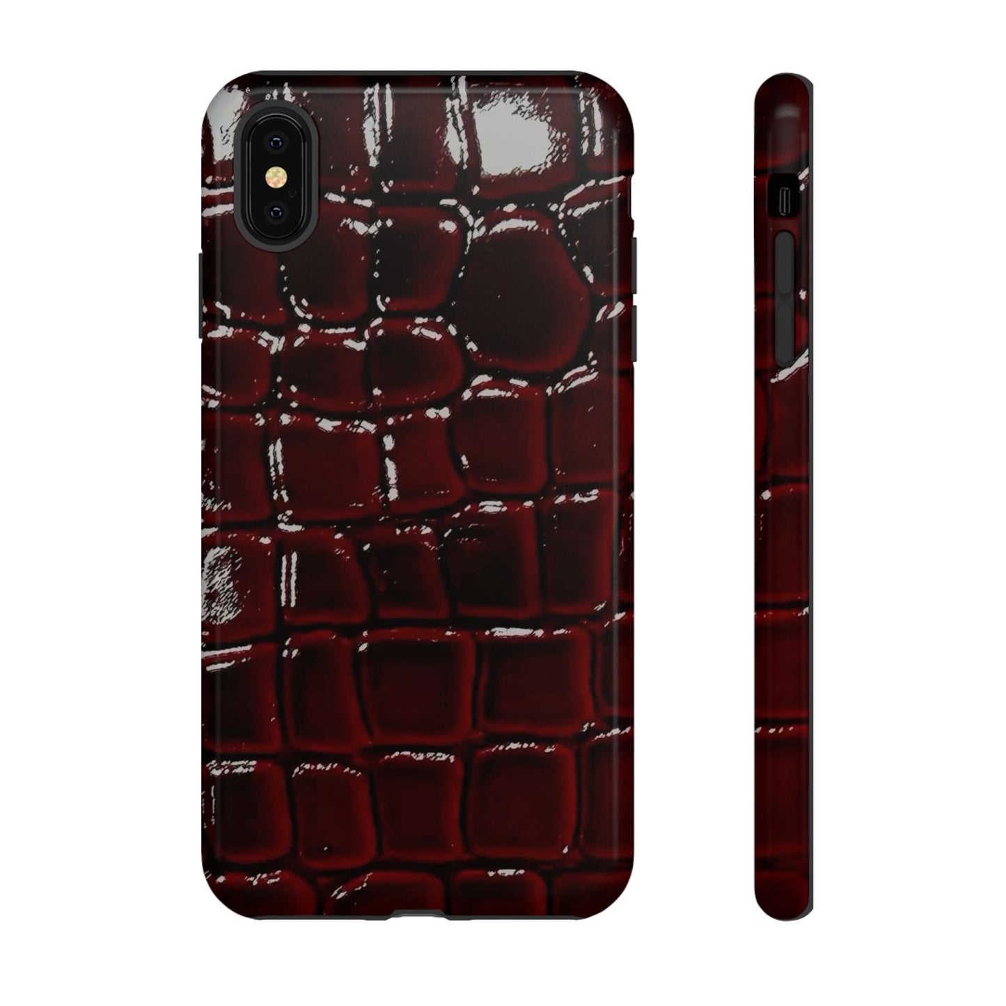 Croc Embossed Burgundy Tough Phone Case