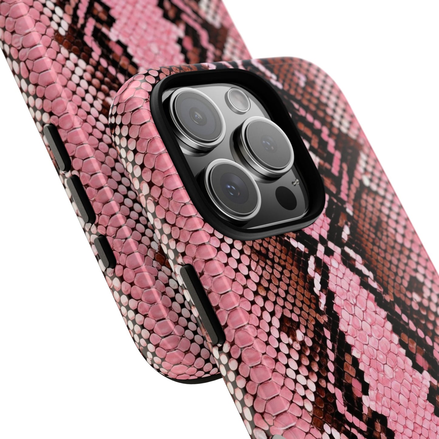 Pink Snake Skin Tough Phone Case — Protective Stylish iPhone Cover