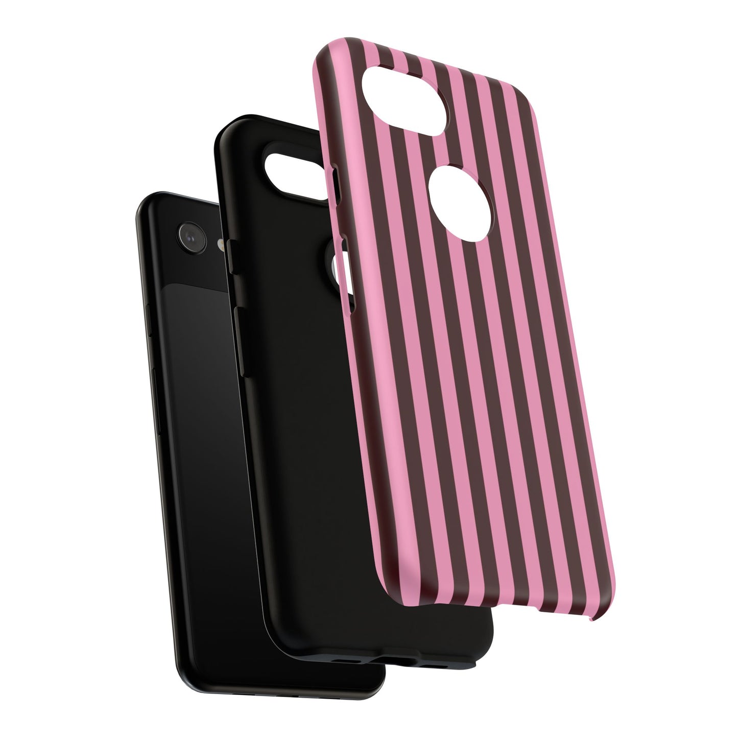 Striped Pink & Burgundy Tough Phone Case — Durable Vertical Stripe Protection