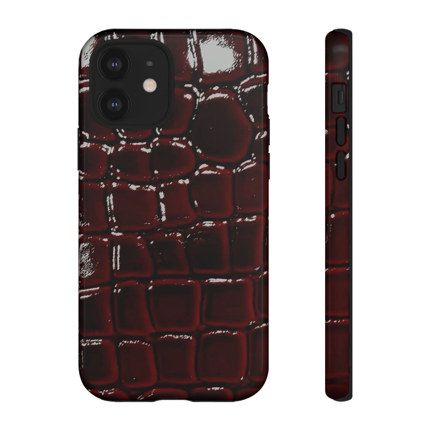Croc Embossed Burgundy Tough Phone Case