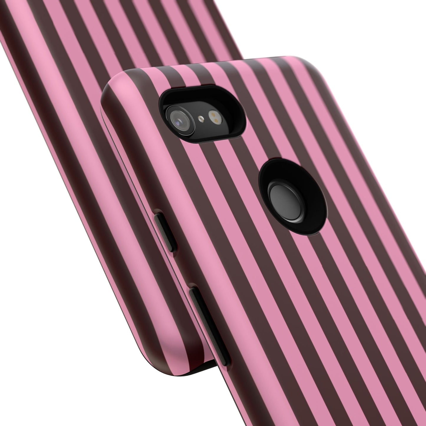 Striped Pink & Burgundy Tough Phone Case — Durable Vertical Stripe Protection