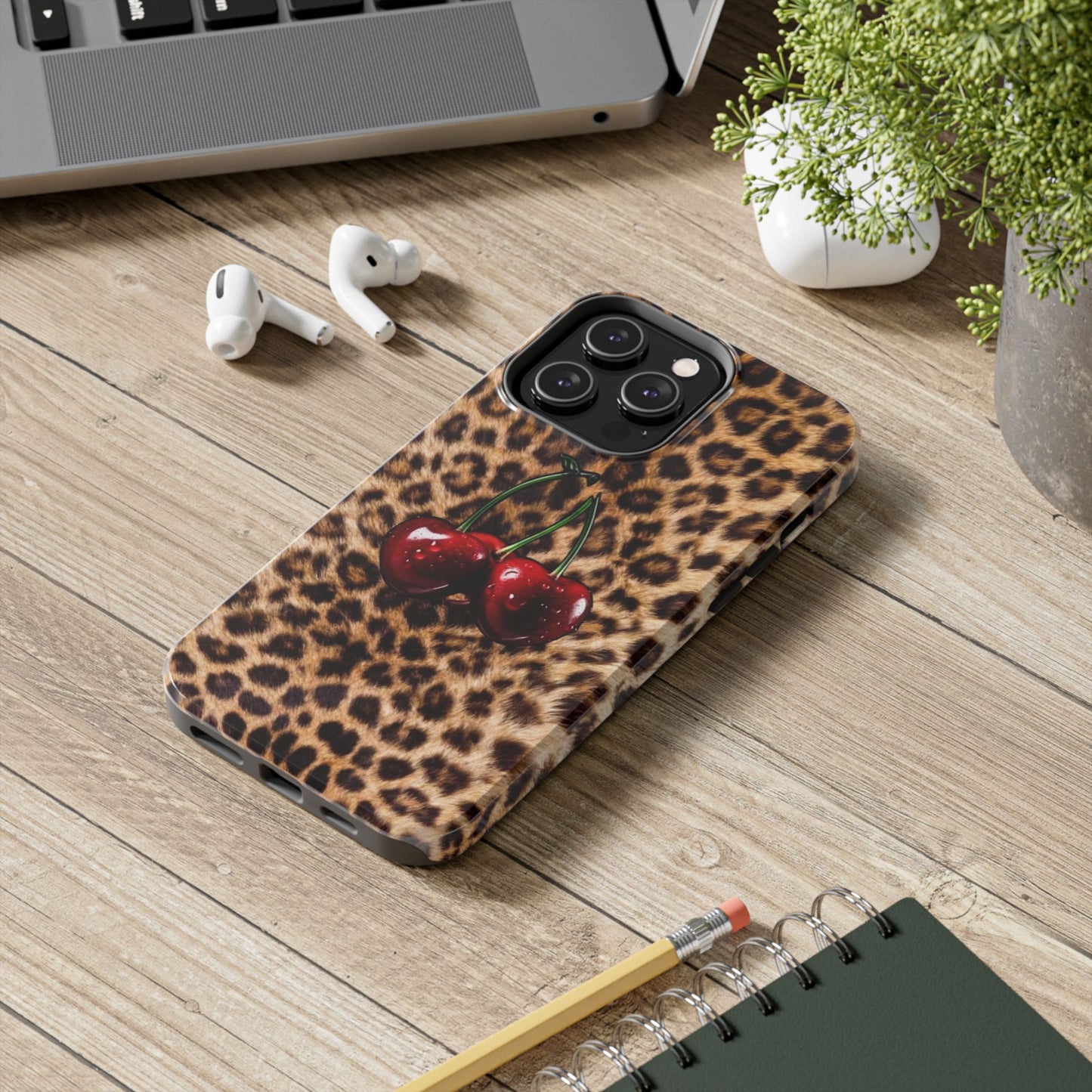 Wild Cherry Leopard Tough Phone Case - Stylish and Durable Protection