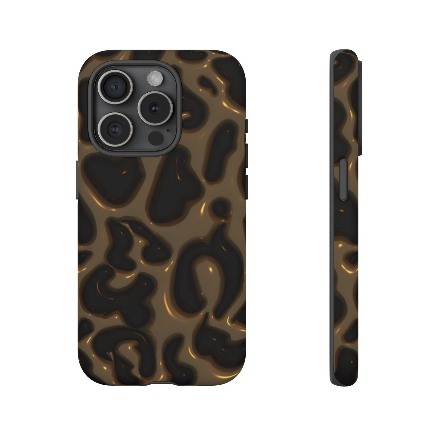 Leopard Gloss Tough Phone Case — Durable Protective iPhone Cover with Glossy Brown Animal Print