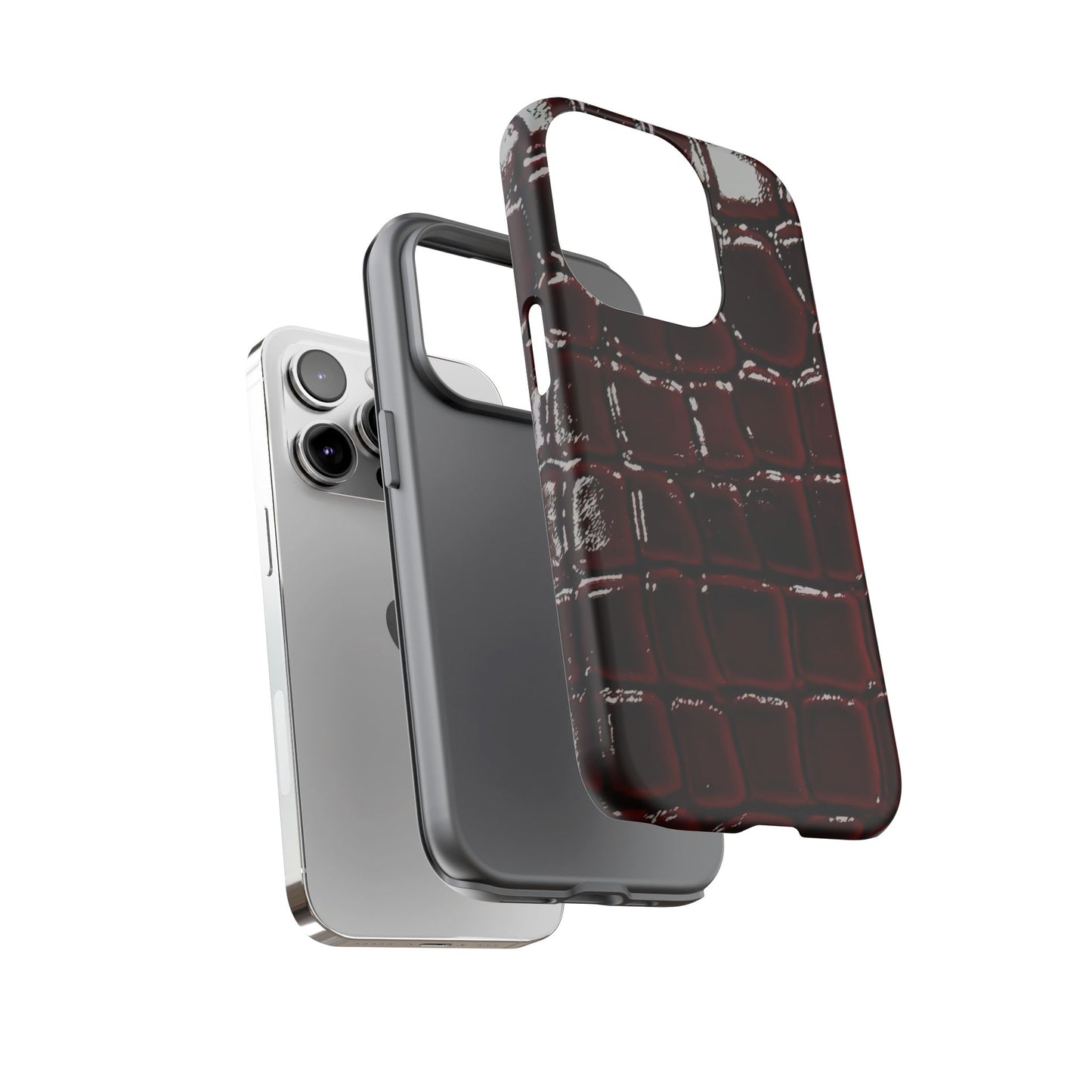 Croc Embossed Burgundy Tough Phone Case
