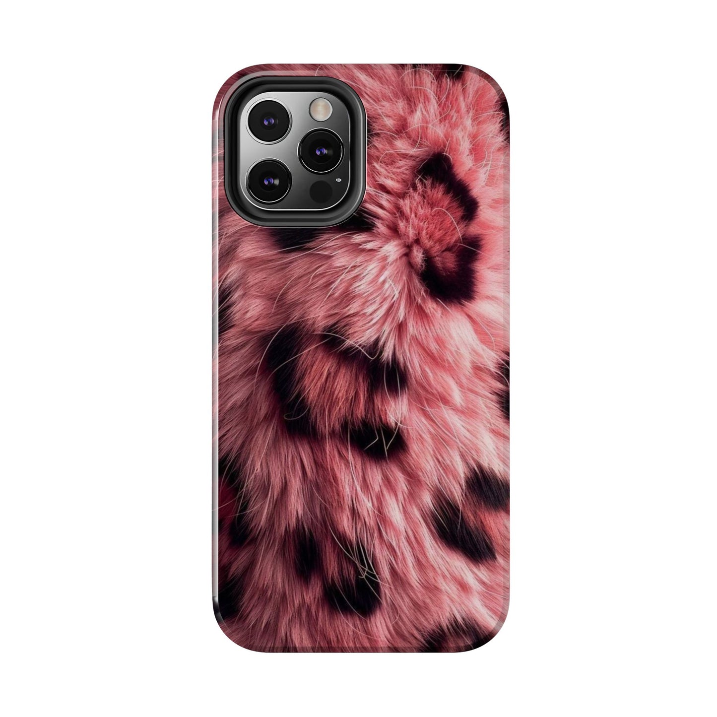Faux Fur Tough Phone Case - Pink Leopard Print