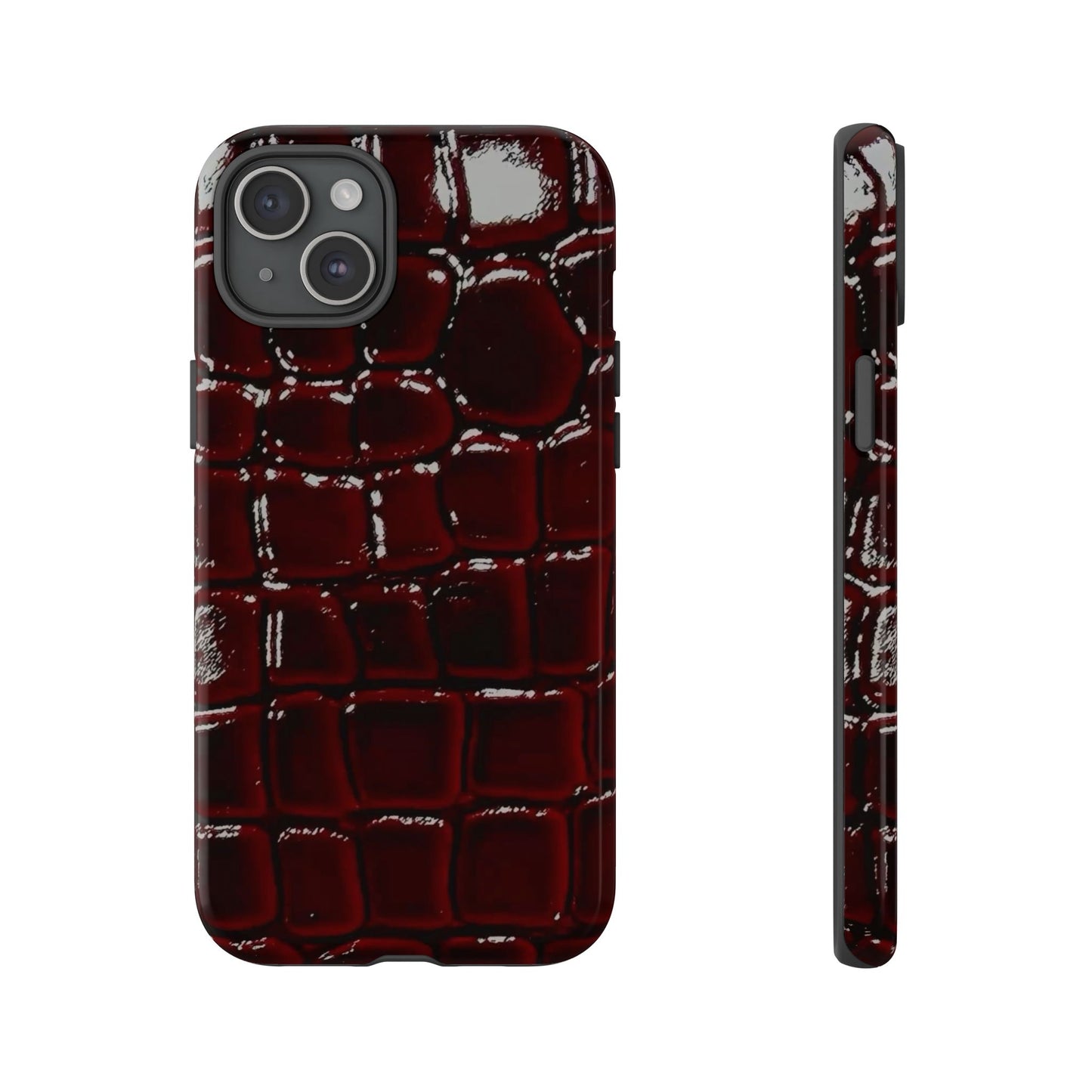 Croc Embossed Burgundy Tough Phone Case