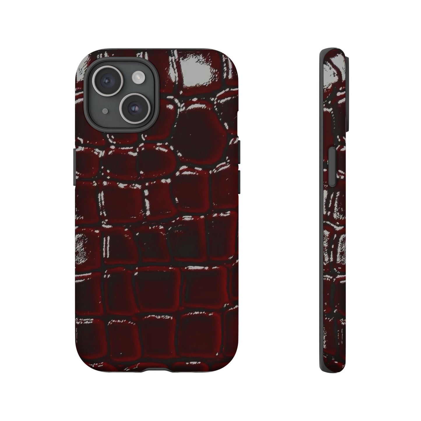 Croc Embossed Burgundy Tough Phone Case