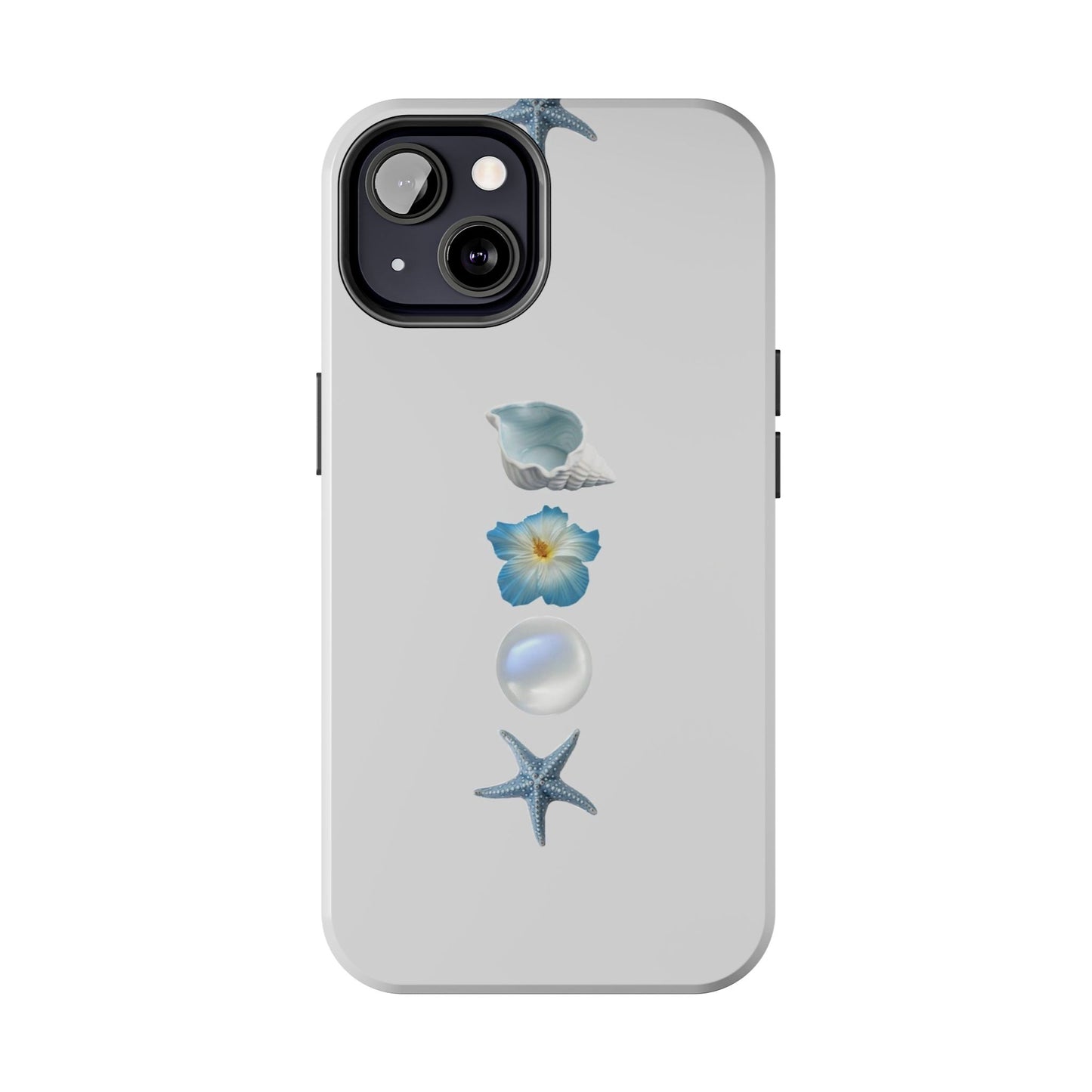 Ocean-Inspired Tough Phone Cases - Coastal Design with Shells and Pearls
