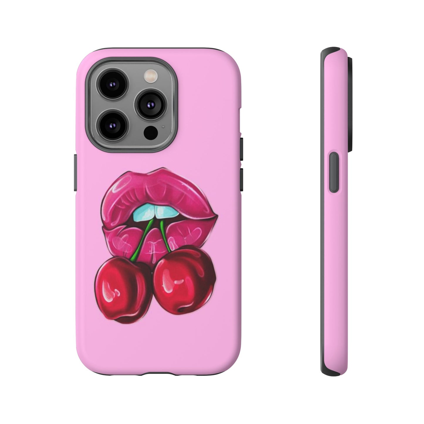 Stylish Phone Case with Cherry Kiss Design, Cute Gift for Her, Trendy Mobile Accessory, Perfect for Birthdays, Valentine's Day, Everyday Use
