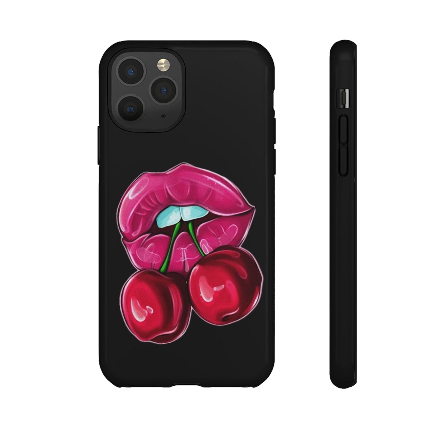Cherry Lips Phone Case, Tough Phone Cover, Cute Phone Accessories, Fun Phone Protection, Unique Gift for Her, Bachelorette Party Favor