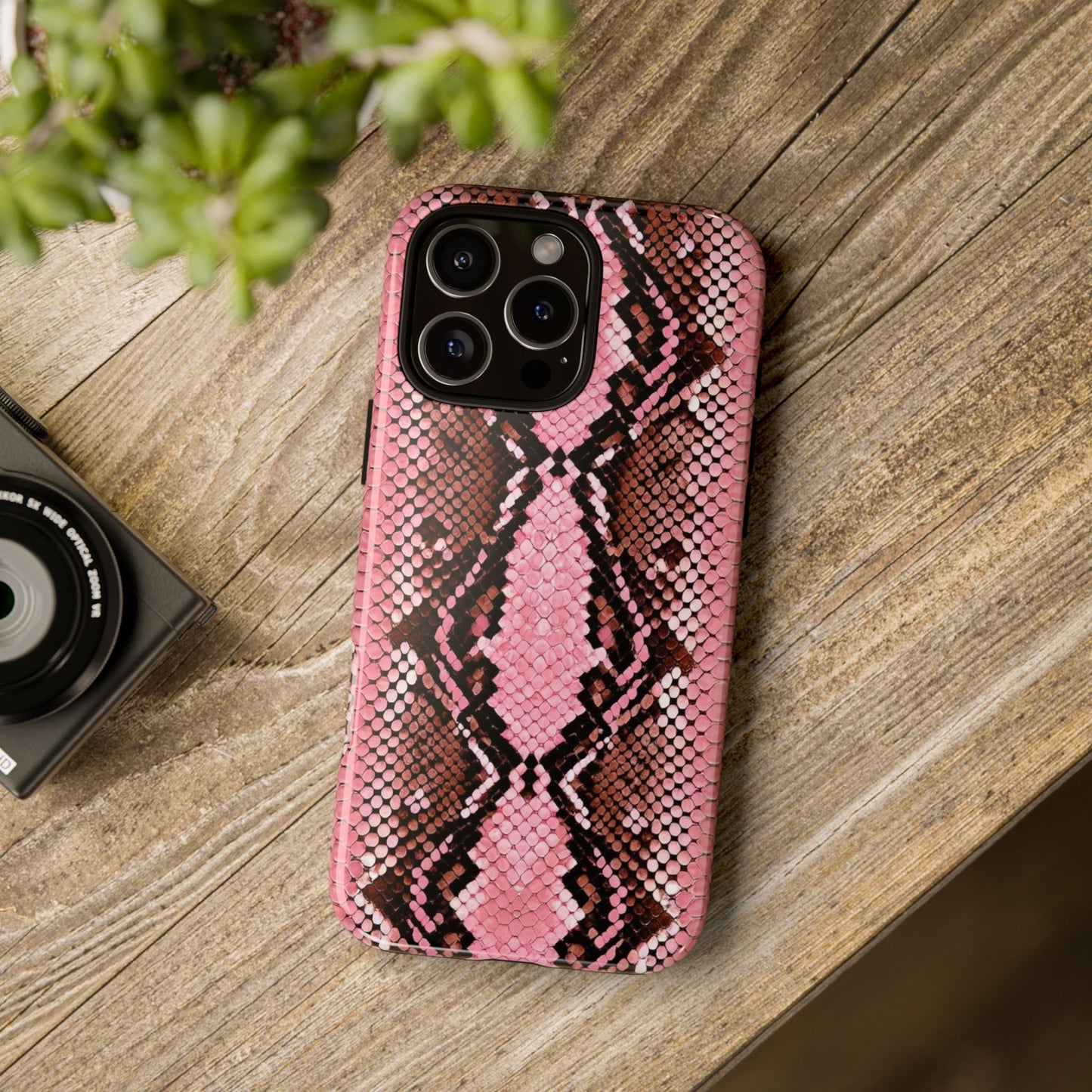 Pink Snake Skin Tough Phone Case — Protective Stylish iPhone Cover