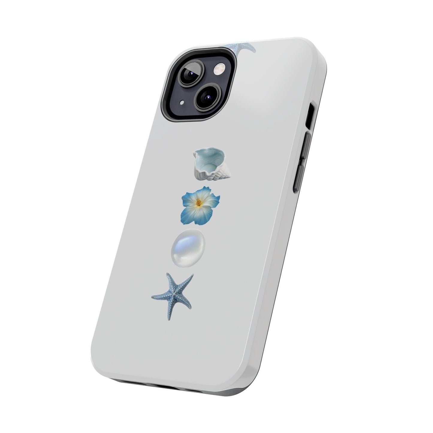 Ocean-Inspired Tough Phone Cases - Coastal Design with Shells and Pearls