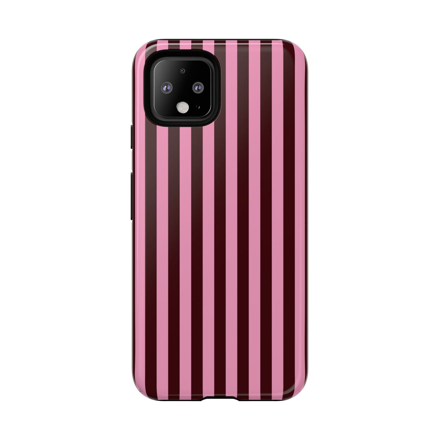 Striped Pink & Burgundy Tough Phone Case — Durable Vertical Stripe Protection