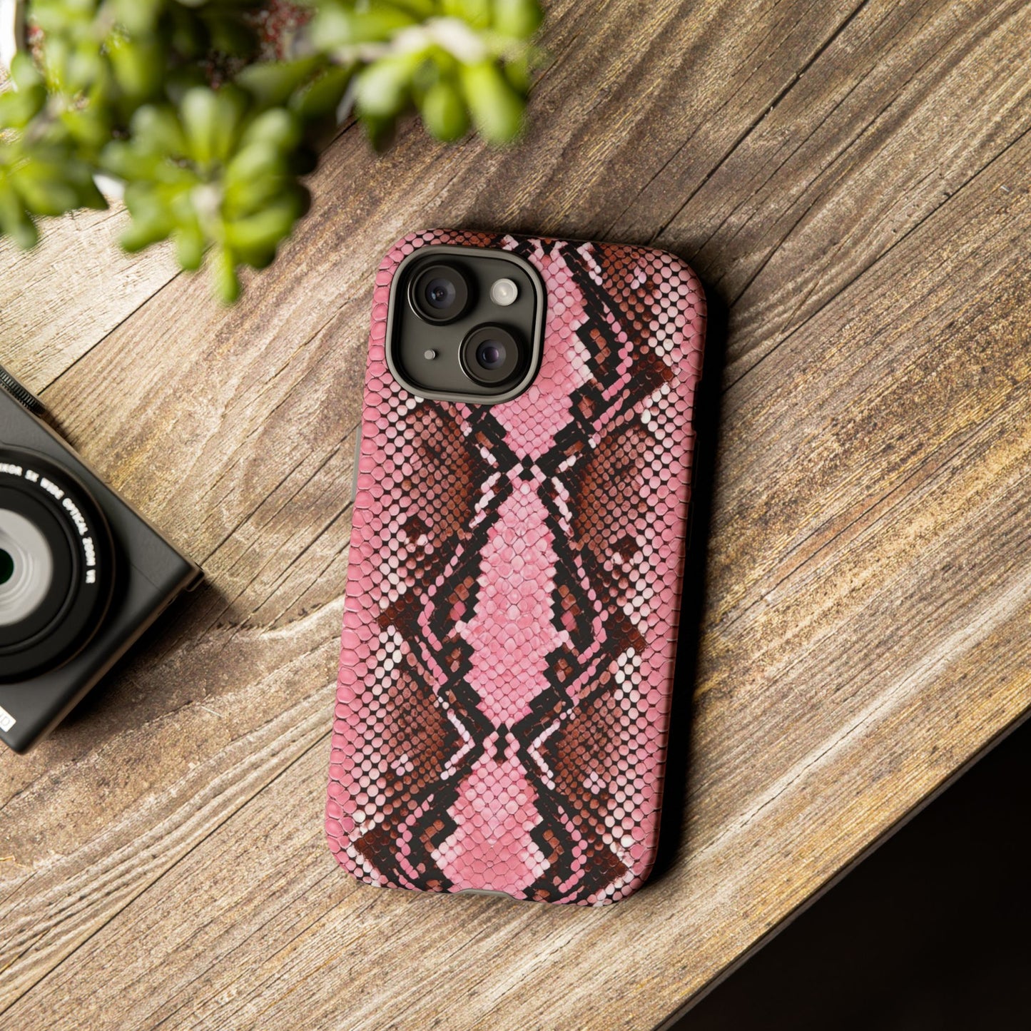 Pink Snake Skin Tough Phone Case — Protective Stylish iPhone Cover