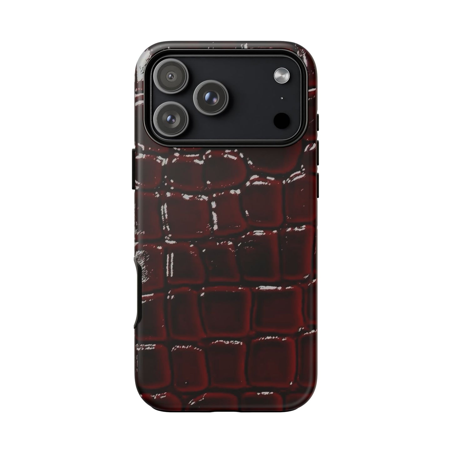 Croc Embossed Burgundy Tough Phone Case