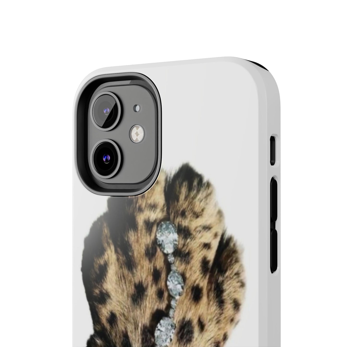 Stylish Leopard Print Tough Phone Case with Diamond Accessories