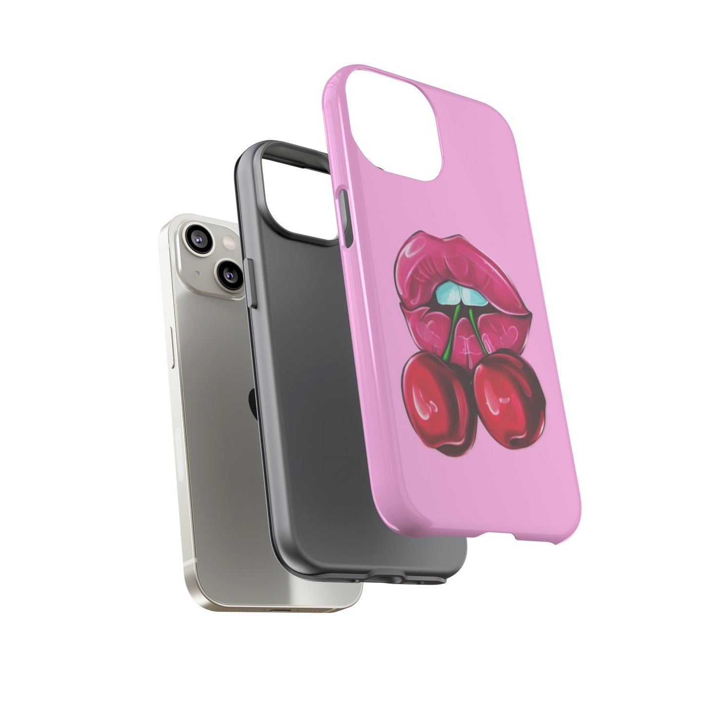 Stylish Phone Case with Cherry Kiss Design, Cute Gift for Her, Trendy Mobile Accessory, Perfect for Birthdays, Valentine's Day, Everyday Use