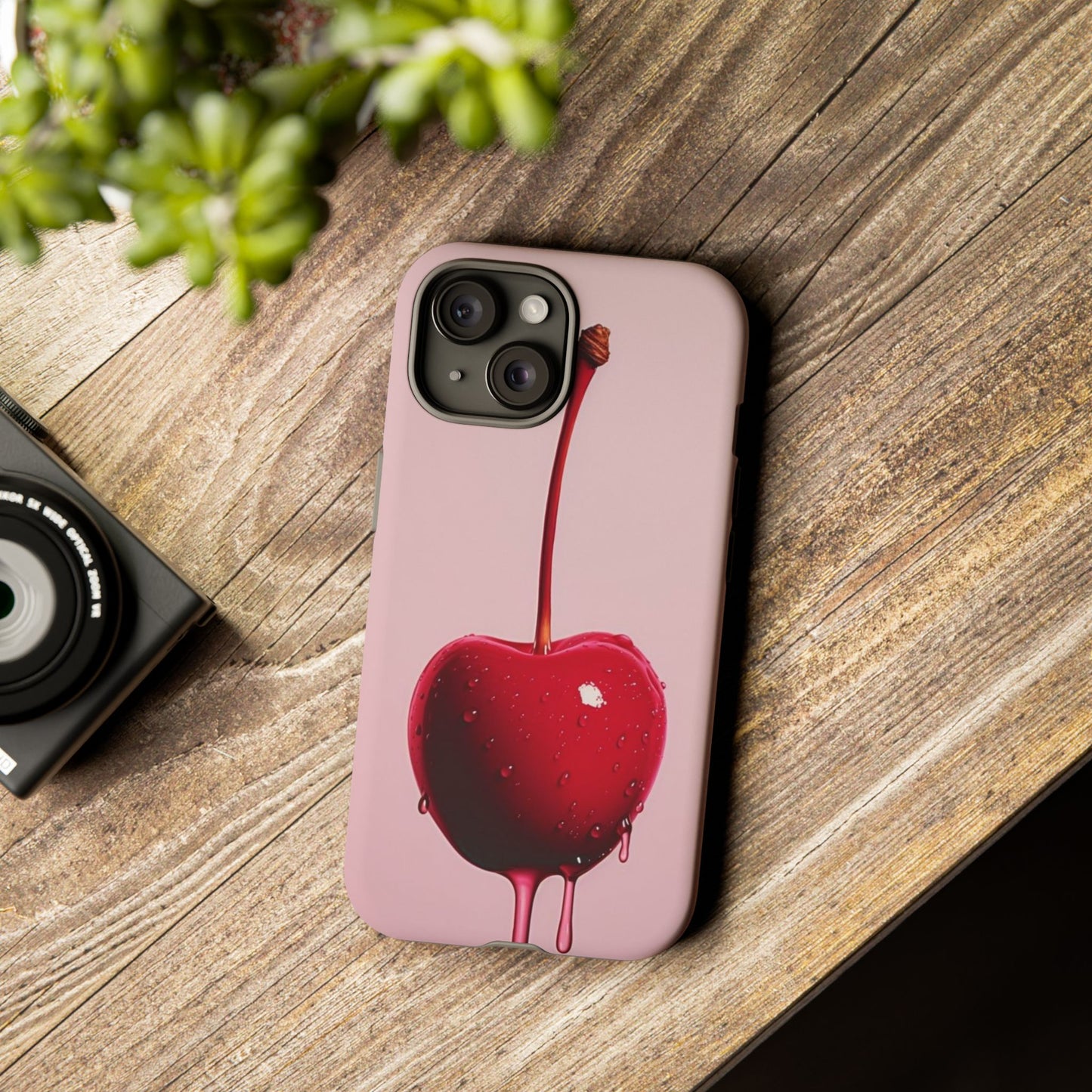 Cherry Drip Phone Case, Tough Phone Cover, Cute Cherry Accessory, Trendy Mobile Case, Kawaii Phone Case, Gift for Her