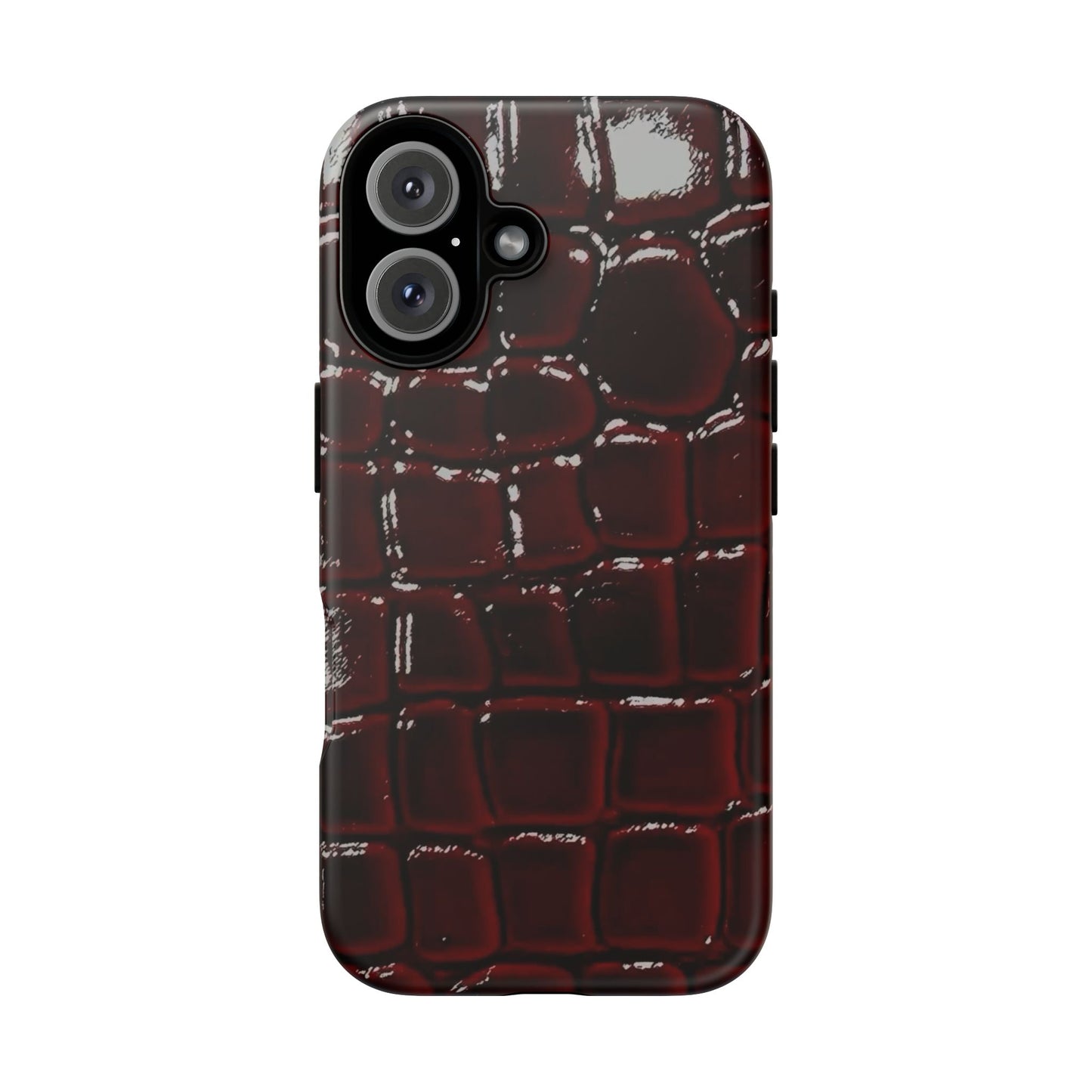 Croc Embossed Burgundy Tough Phone Case