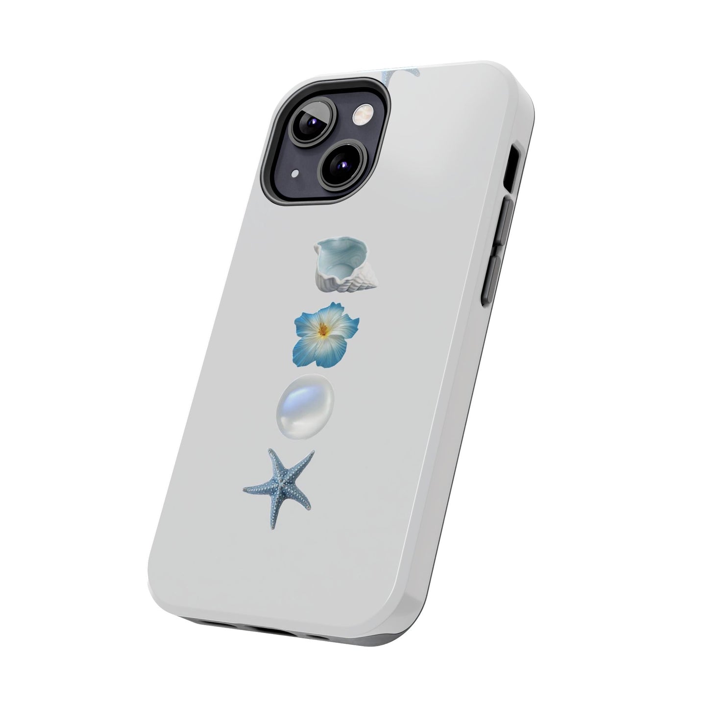 Ocean-Inspired Tough Phone Cases - Coastal Design with Shells and Pearls