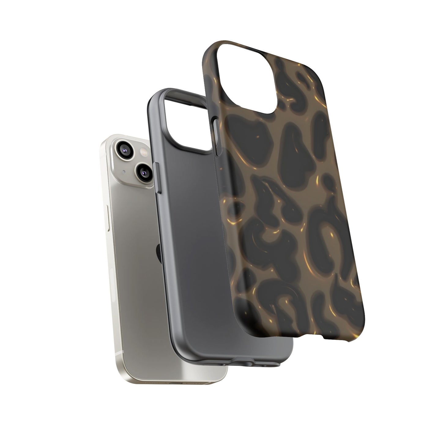 Leopard Gloss Tough Phone Case — Durable Protective iPhone Cover with Glossy Brown Animal Print