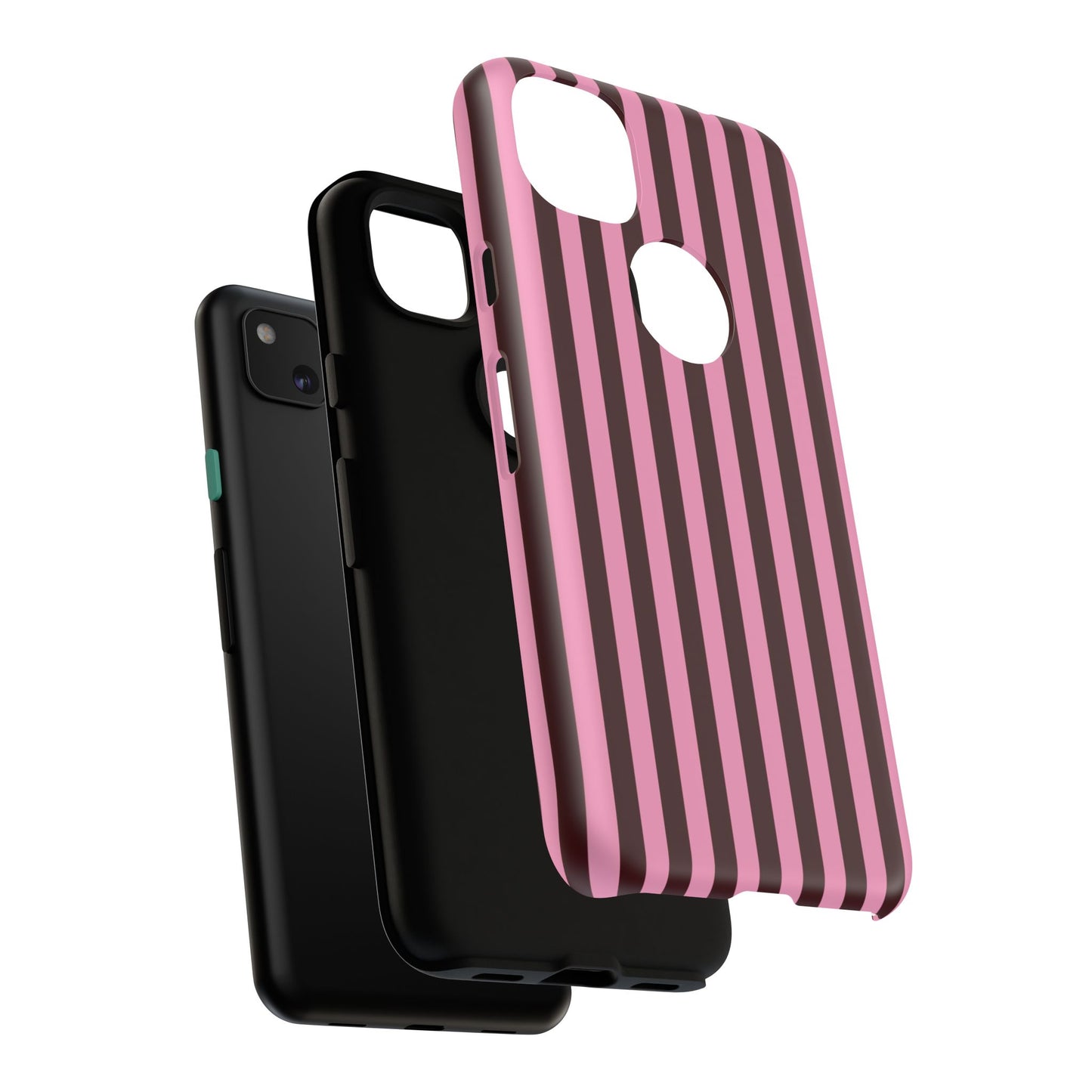 Striped Pink & Burgundy Tough Phone Case — Durable Vertical Stripe Protection