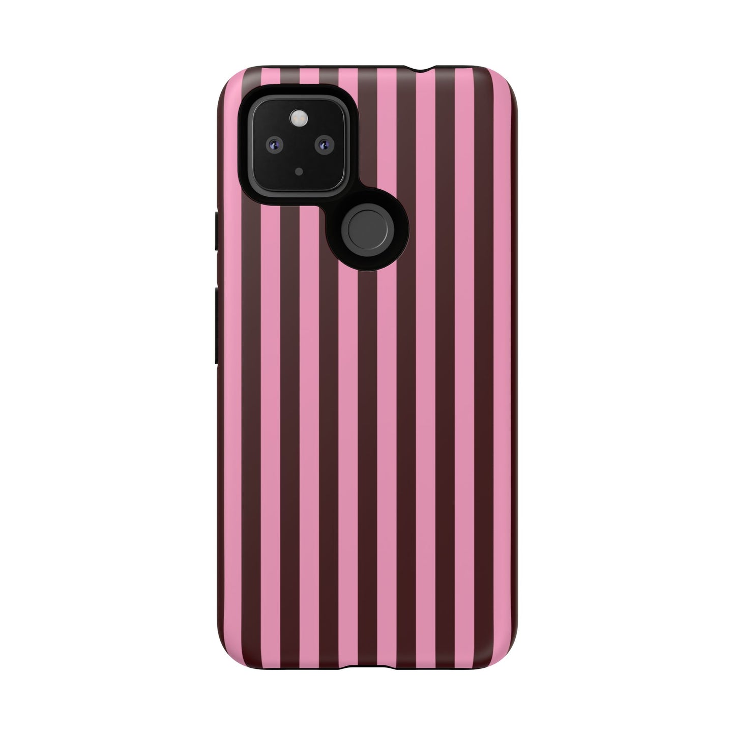 Striped Pink & Burgundy Tough Phone Case — Durable Vertical Stripe Protection