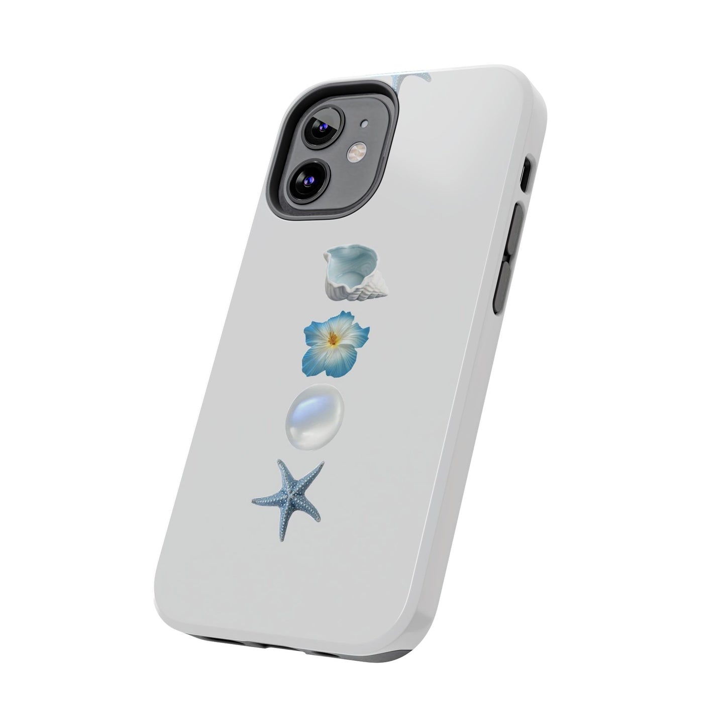 Ocean-Inspired Tough Phone Cases - Coastal Design with Shells and Pearls