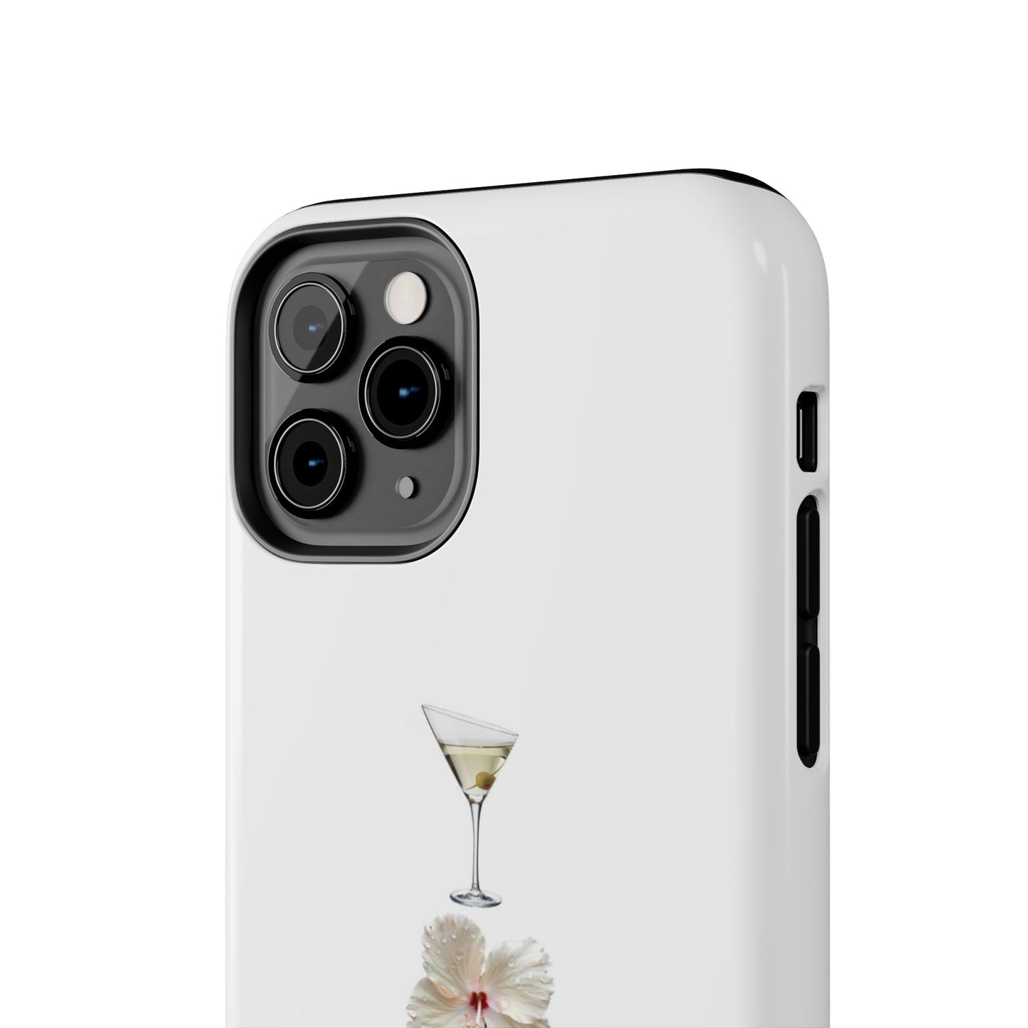 Elegant Nature-Inspired Tough Phone Case with Martini, Flower, Butterfly, and Leopard Design