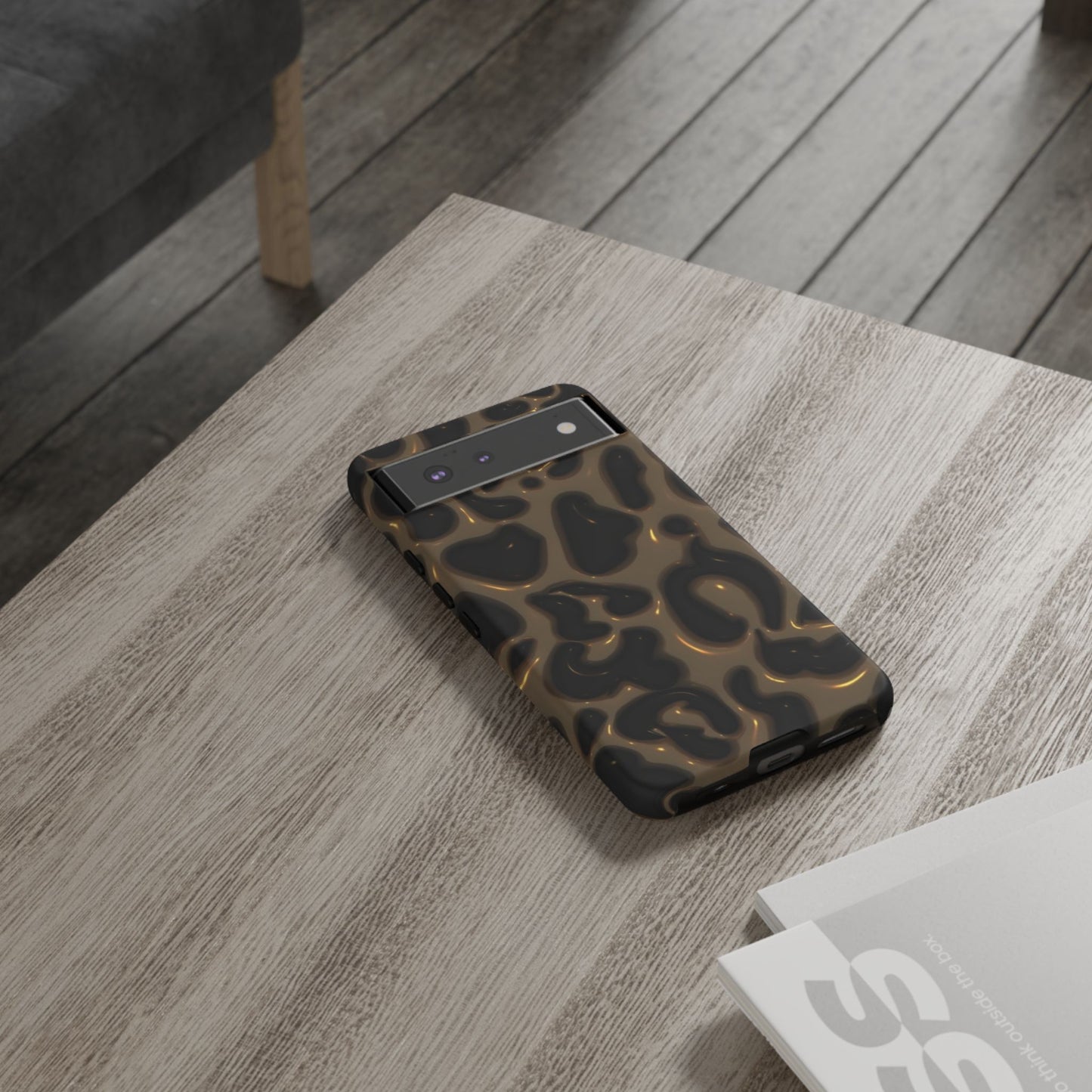 Leopard Gloss Tough Phone Case — Durable Protective iPhone Cover with Glossy Brown Animal Print
