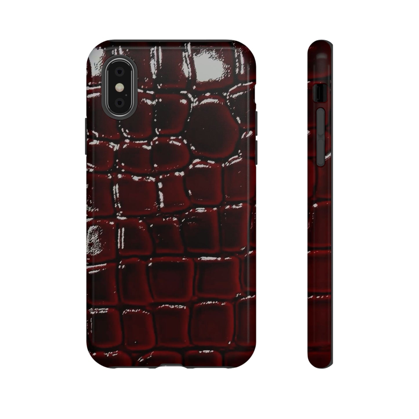 Croc Embossed Burgundy Tough Phone Case