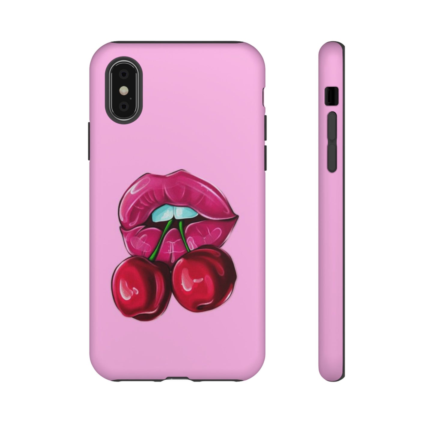 Stylish Phone Case with Cherry Kiss Design, Cute Gift for Her, Trendy Mobile Accessory, Perfect for Birthdays, Valentine's Day, Everyday Use