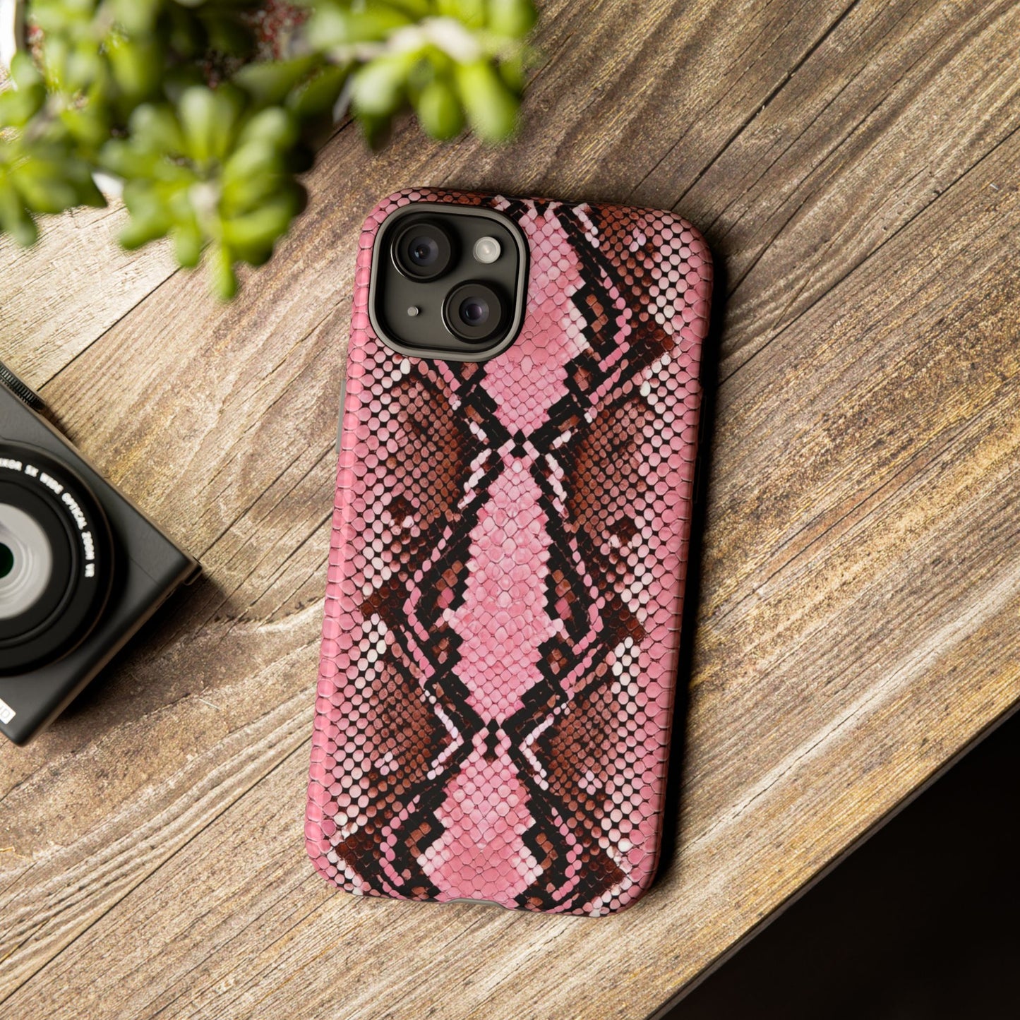 Pink Snake Skin Tough Phone Case — Protective Stylish iPhone Cover