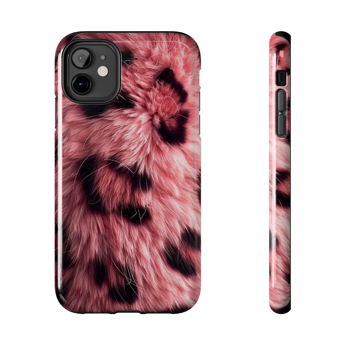 Faux Fur Tough Phone Case - Pink Leopard Print