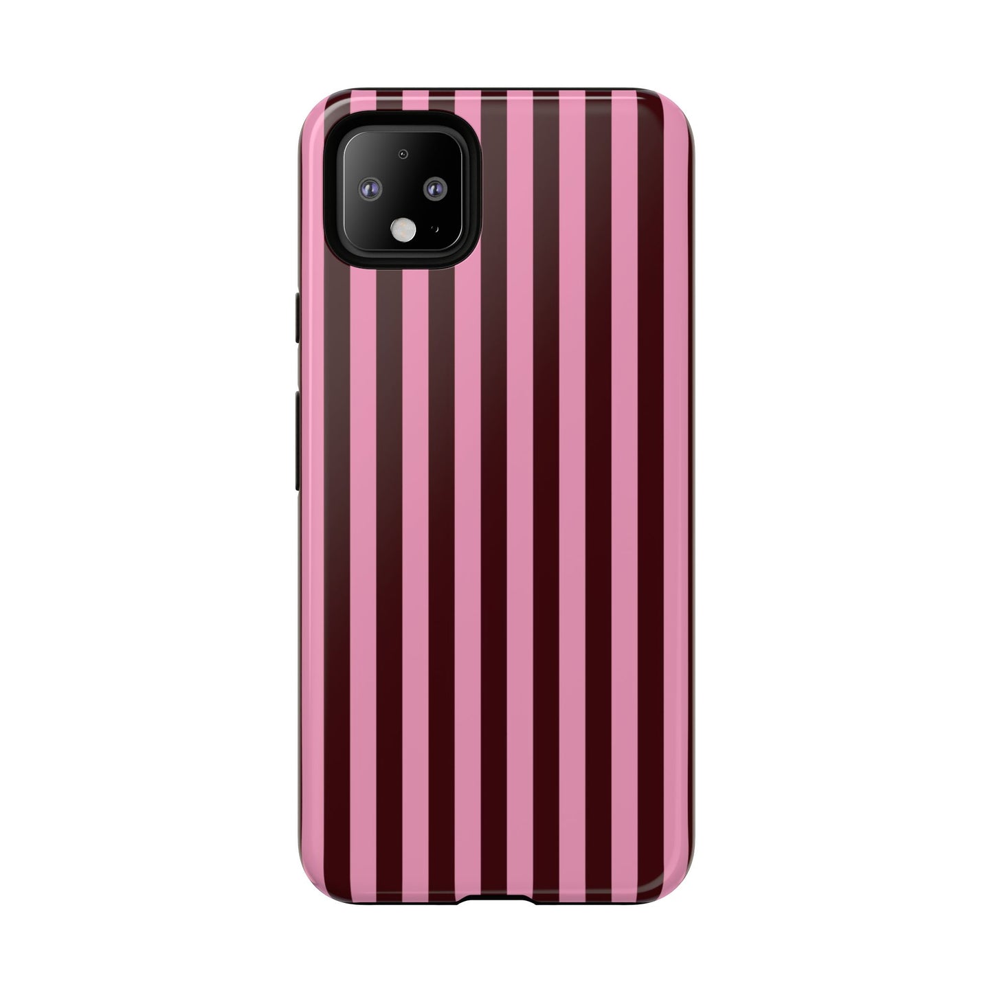 Striped Pink & Burgundy Tough Phone Case — Durable Vertical Stripe Protection