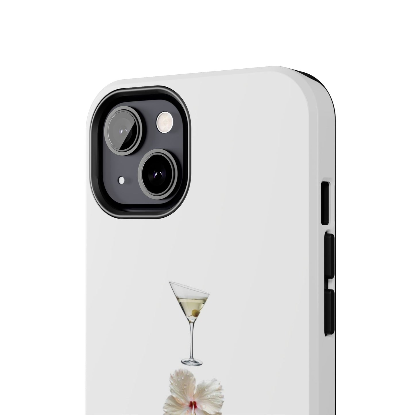 Elegant Nature-Inspired Tough Phone Case with Martini, Flower, Butterfly, and Leopard Design