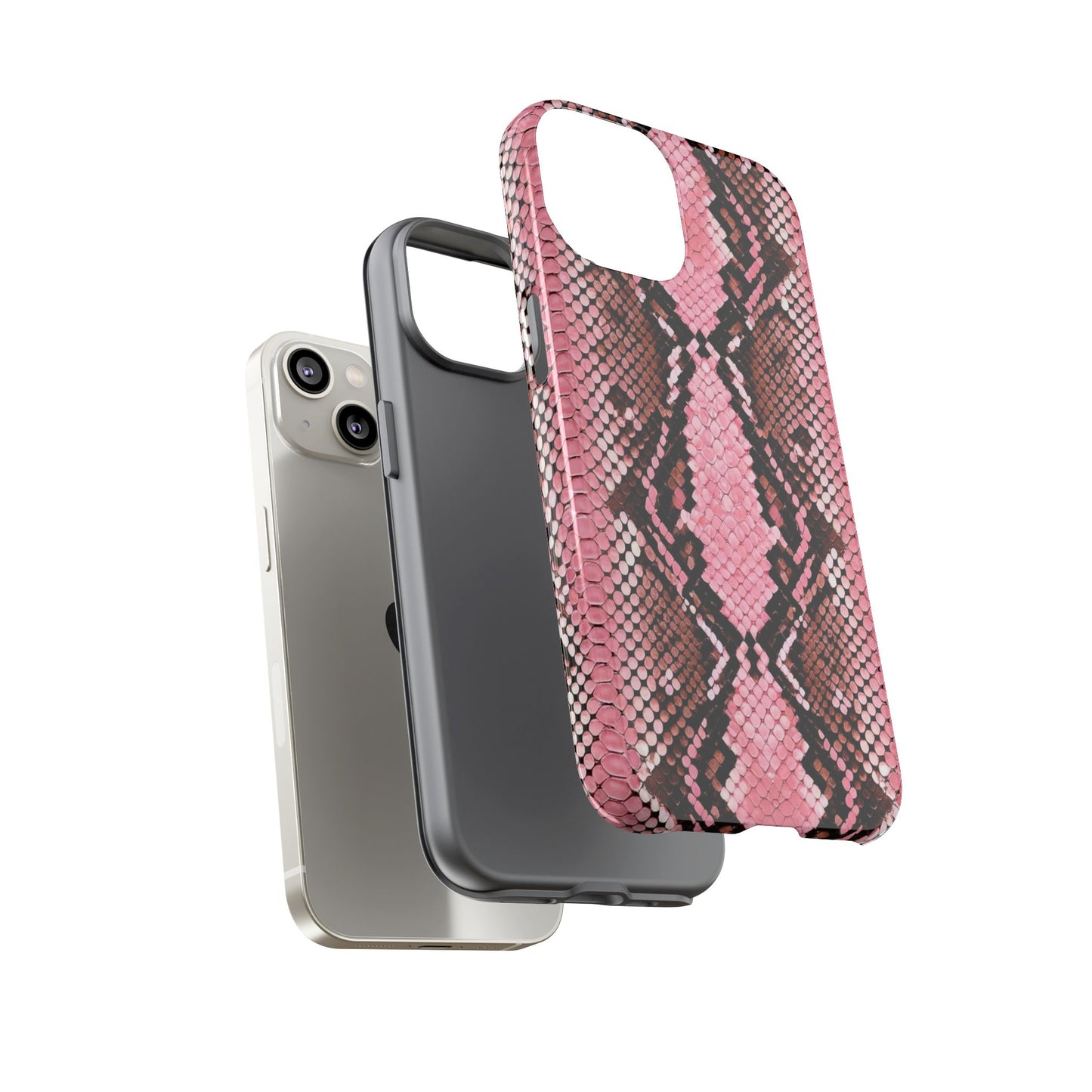 Pink Snake Skin Tough Phone Case — Protective Stylish iPhone Cover