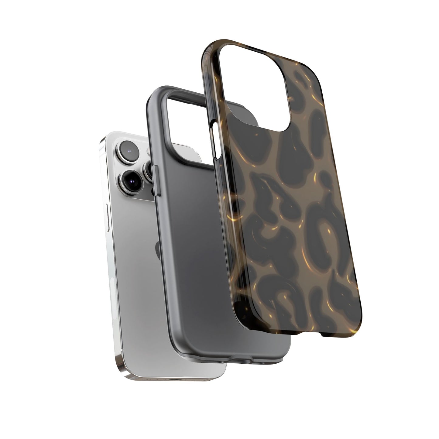 Leopard Gloss Tough Phone Case — Durable Protective iPhone Cover with Glossy Brown Animal Print