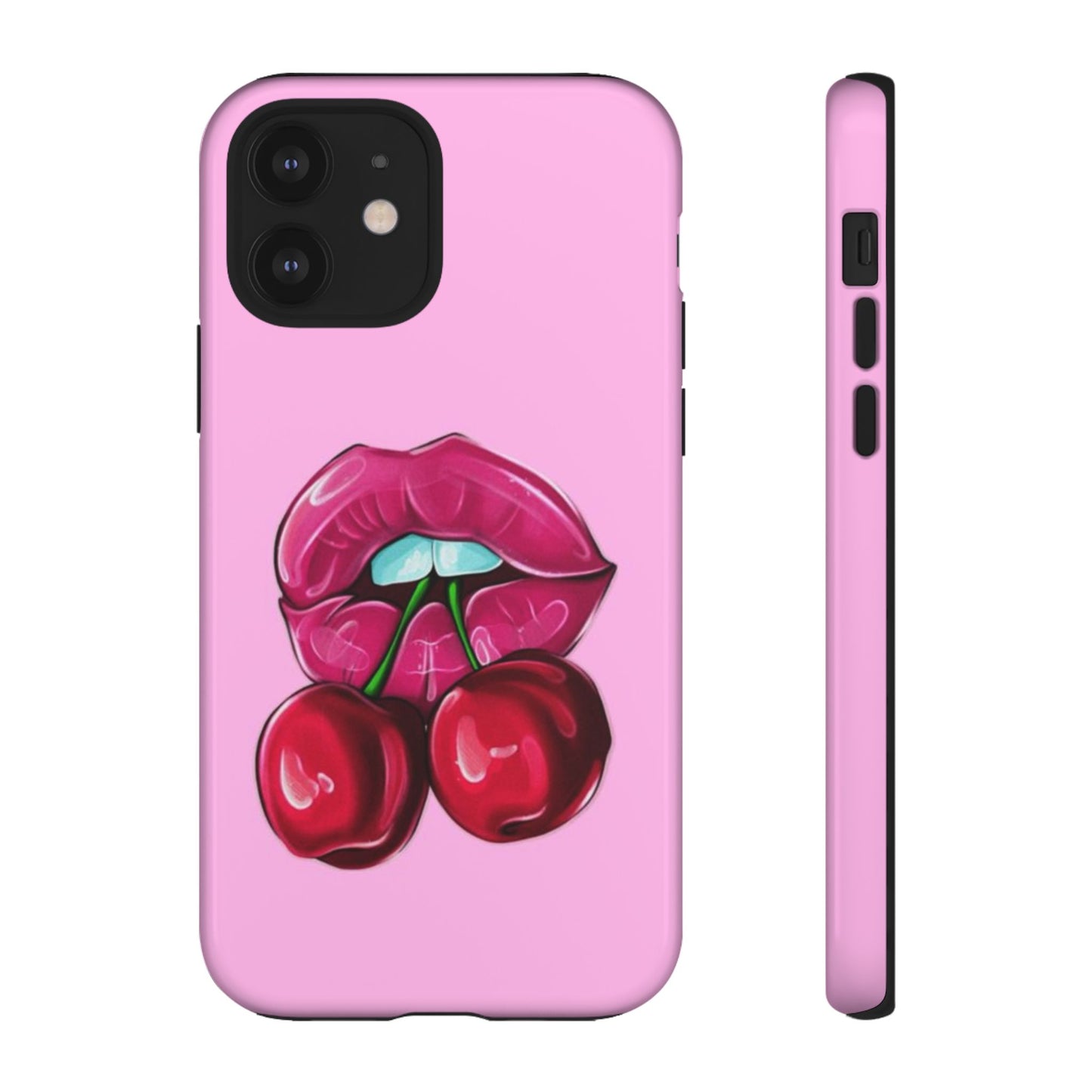 Stylish Phone Case with Cherry Kiss Design, Cute Gift for Her, Trendy Mobile Accessory, Perfect for Birthdays, Valentine's Day, Everyday Use