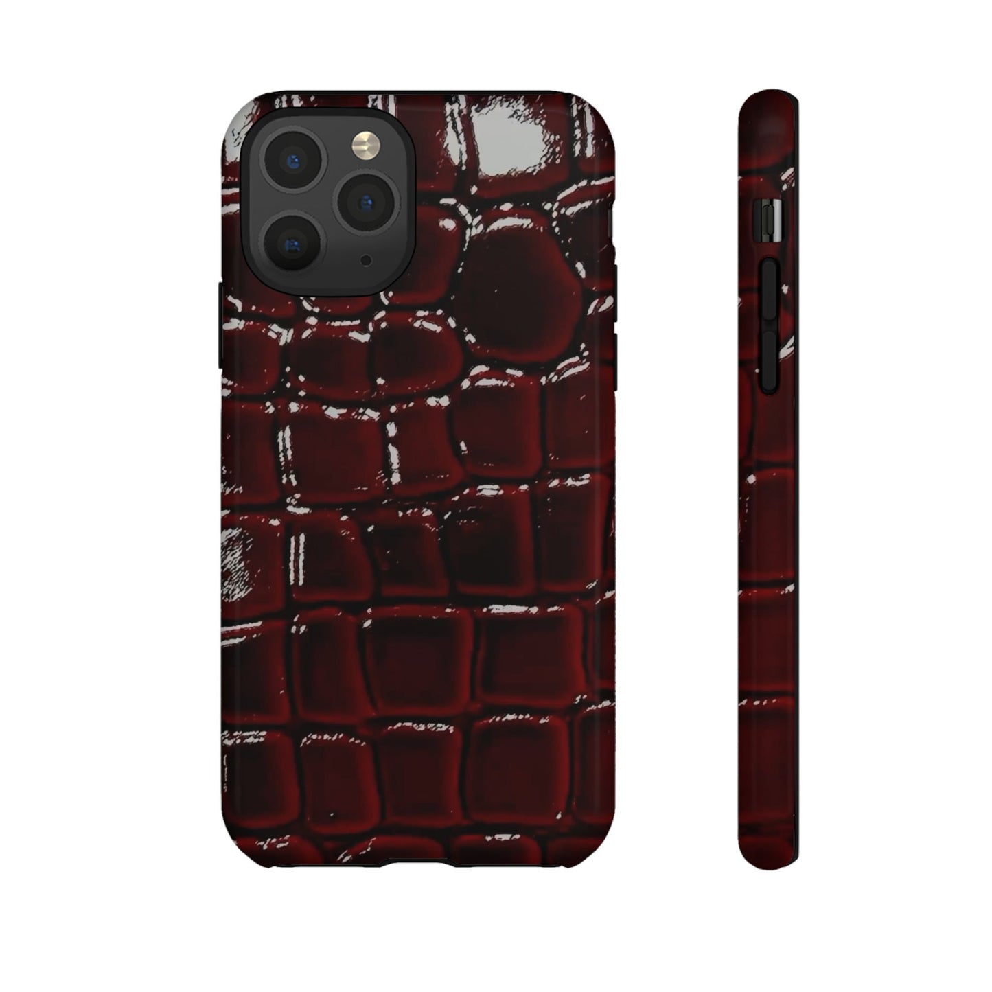 Croc Embossed Burgundy Tough Phone Case